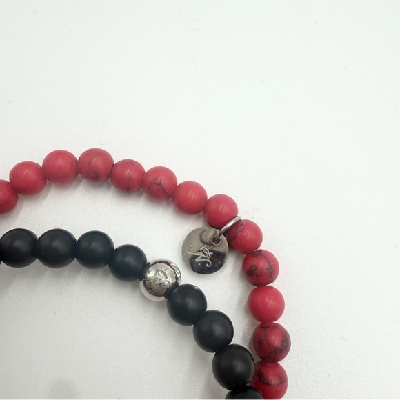 Eye of Horus Protection Elegant Red and Black Gemstone Beaded Bracelet Sets - Picture 5 of 11